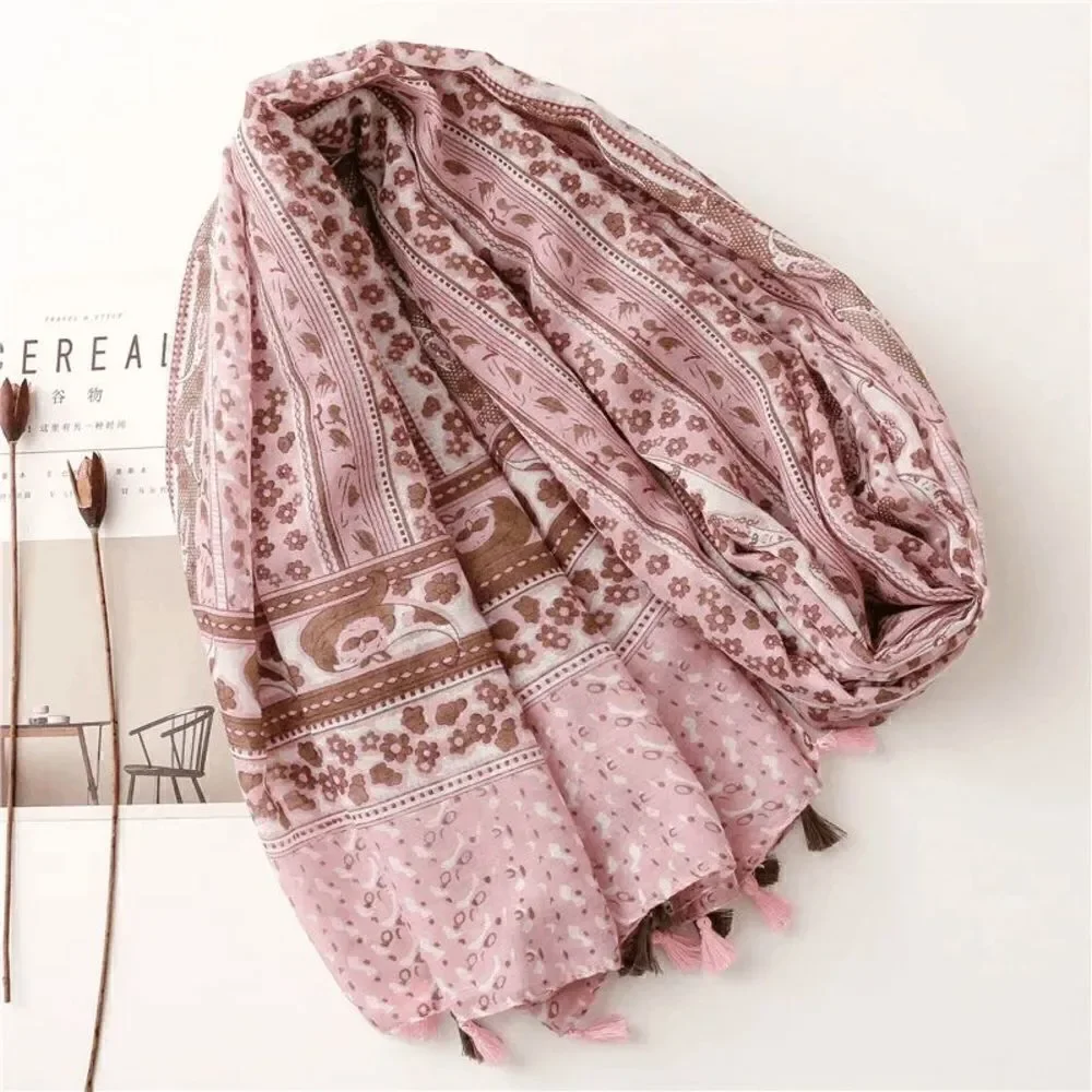 Ladies Pink Vintage Style Floral Scarf